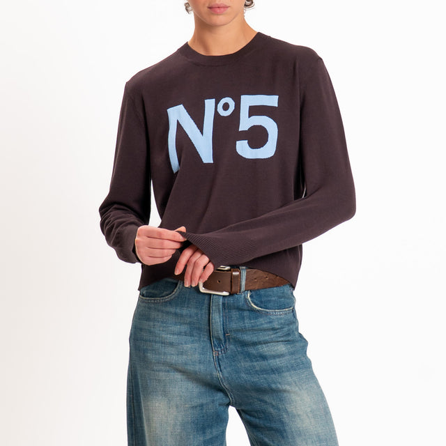 Tensione in-Maglia girocollo N 5 - moro/azzurro