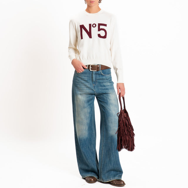 Tensione in-Maglia girocollo N 5 - panna/bordeaux