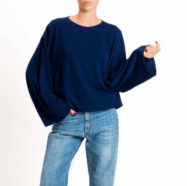 Tensione in-Maglia misto lana manica ampia - blu