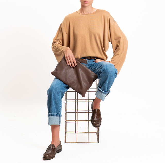 Tensione in-Maglia misto lana manica ampia - cammello