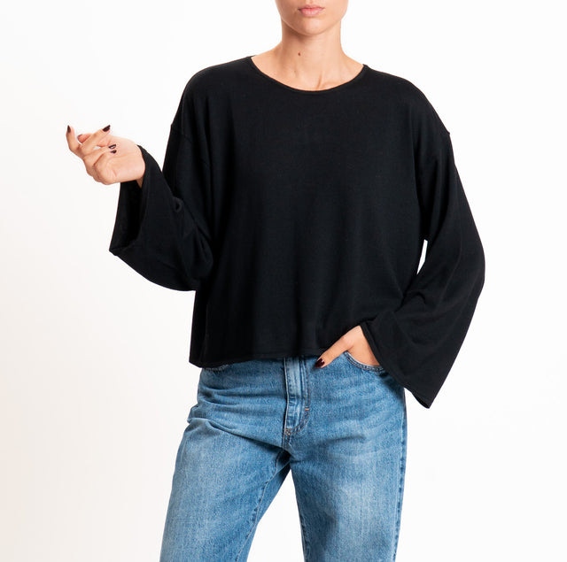 Tensione in-Maglia misto lana manica ampia - nero