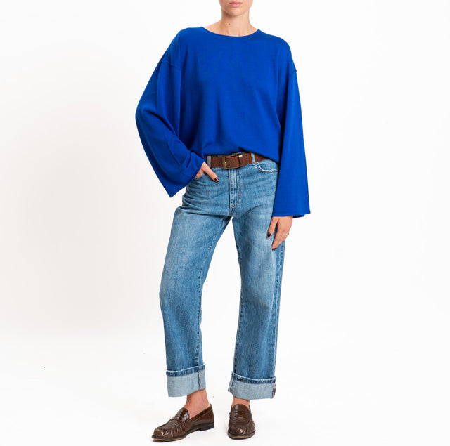 Tensione in-Maglia misto lana manica ampia - royal