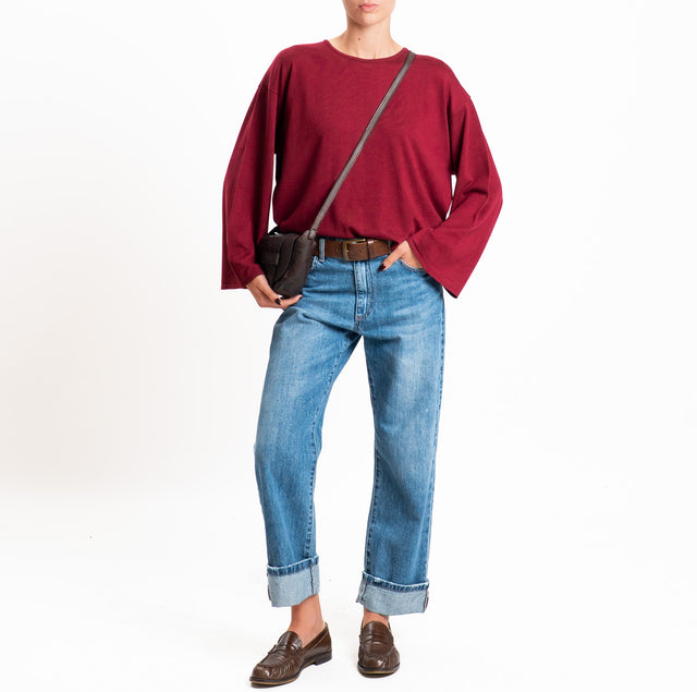 Tensione in-Maglia misto lana manica ampia - Bordeaux