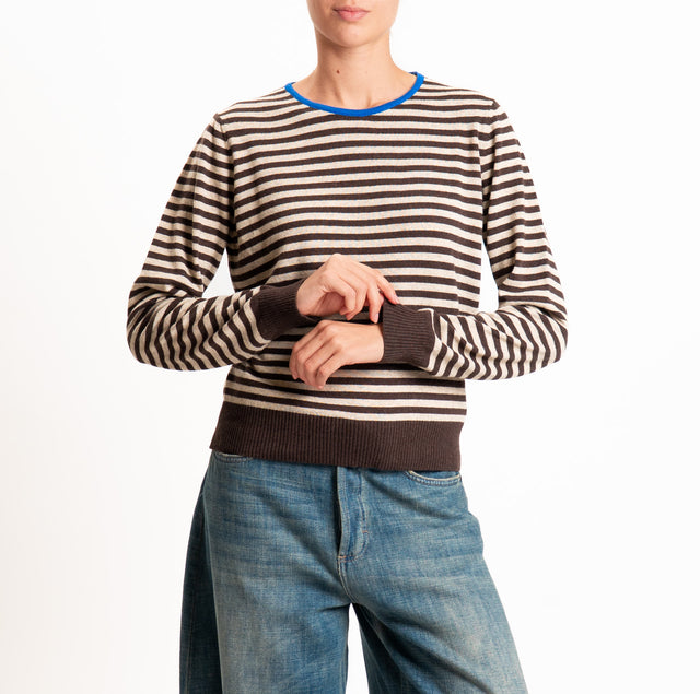 Tensione in-Maglia a righe misto cashmere - royal/moro/mastice