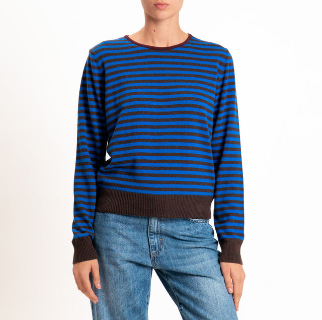 Tensione in-Maglia a righe misto cashmere - bordeaux/moro/royal