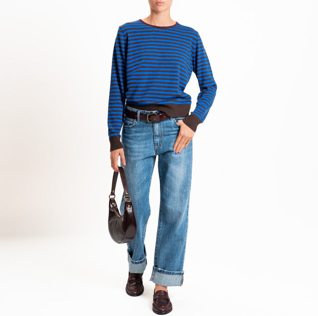 Tensione in-Maglia a righe misto cashmere - bordeaux/moro/royal