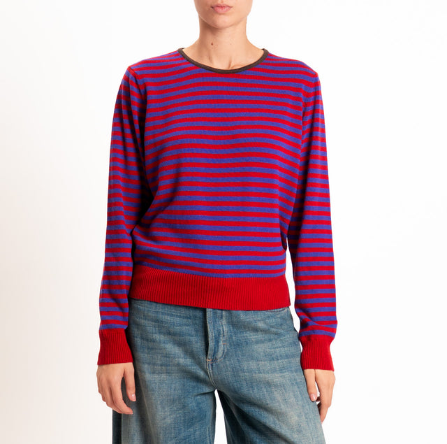 Tensione in-Maglia a righe misto cashmere - moro/rosso/viola
