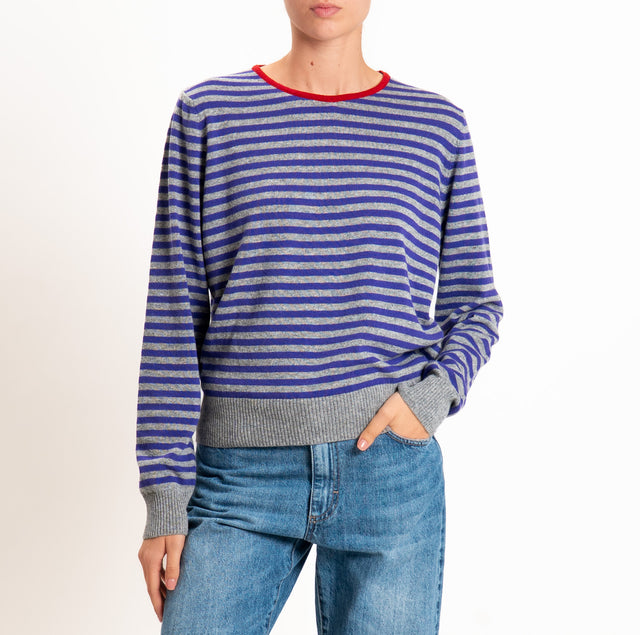 Tensione in-Maglia a righe misto cashmere - rosso/viola/grigio