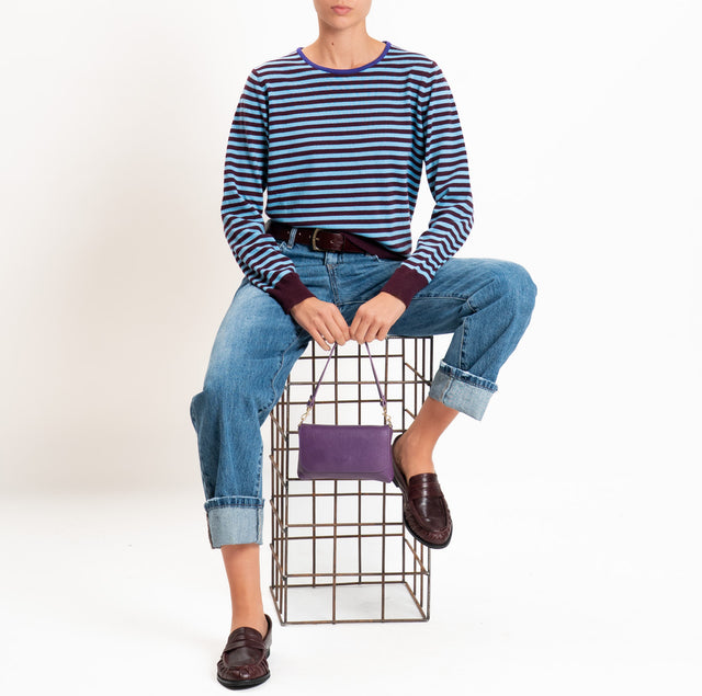 Tensione in-Maglia a righe misto cashmere - viola/bordeaux/azzurro
