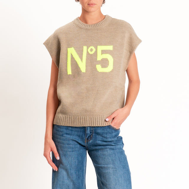 Tensione in- Gilet N.5 misto alpaca - cammello/giallo