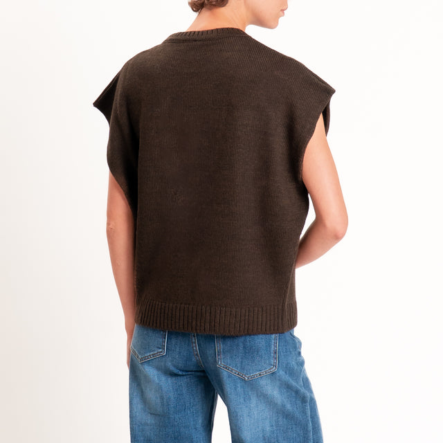 Tensione in- Gilet N.5 misto alpaca - moro/arancio