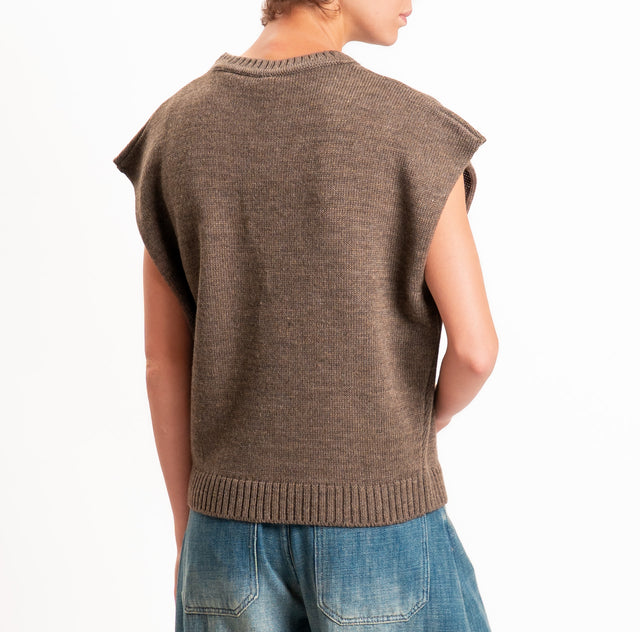 Tensione in-Gilet "IL RESTO È NOIA" misto alpaca - fango/glicine