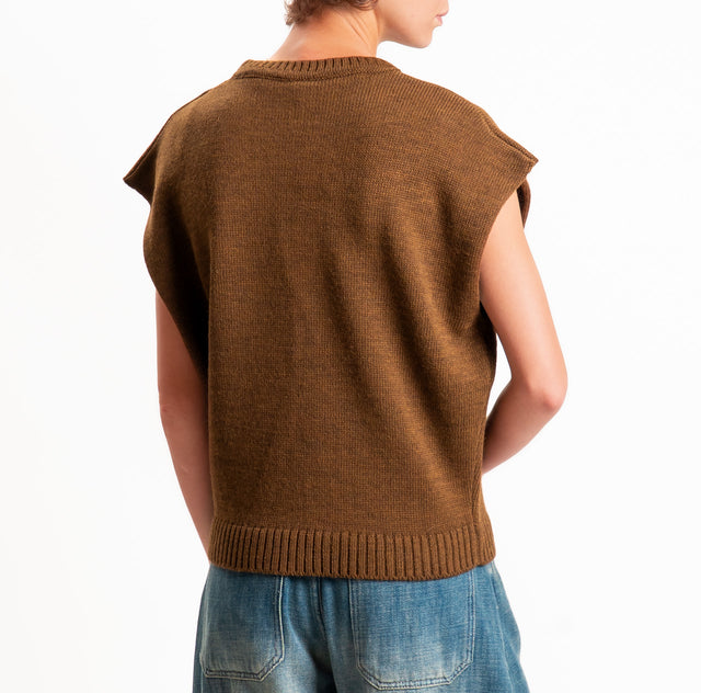 Tensione in-Gilet "IL RESTO È NOIA" misto alpaca - moro/viola