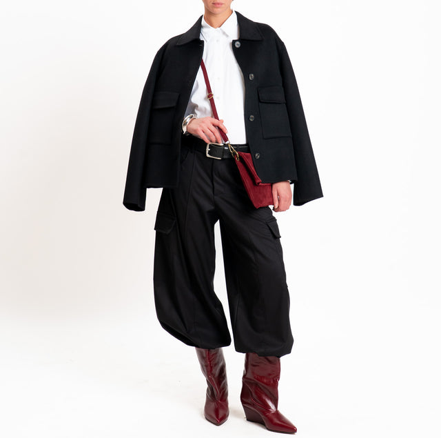 Tensione in-Pantalone cargo wide leg - nero