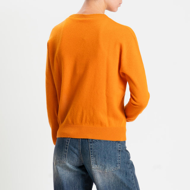 Tensione in-Maglia girocollo 100% LANA - arancio