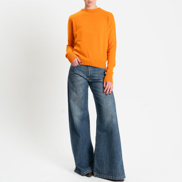 Tensione in-Maglia girocollo 100% LANA - arancio