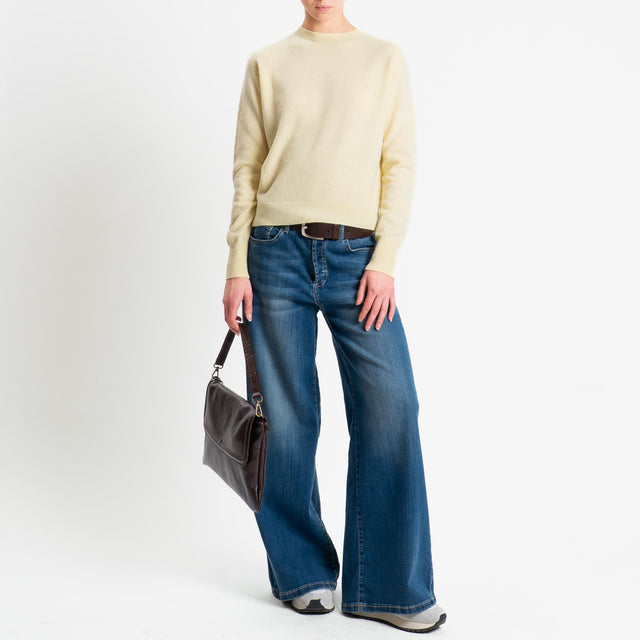 Tensione in-Maglia girocollo 100% LANA - giallo