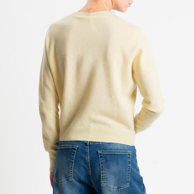 Tensione in-Maglia girocollo 100% LANA - giallo