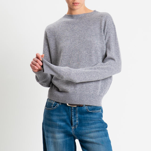 Tensione in-Maglia girocollo 100% LANA - grigio
