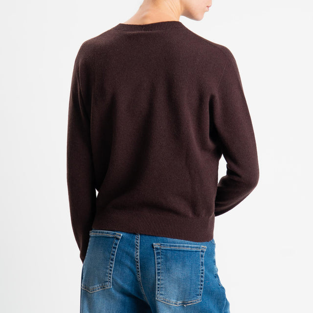 Tensione in-Maglia girocollo 100% LANA - moro