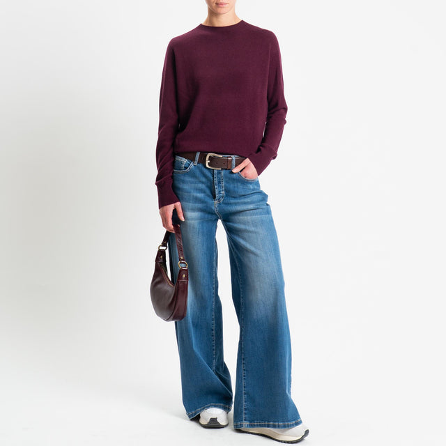 Tensione in-Maglia girocollo 100% LANA - vino