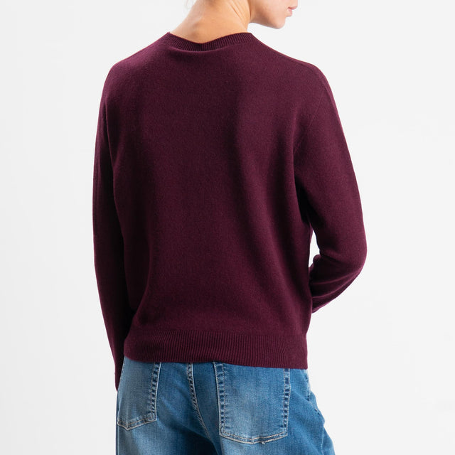 Tensione in-Maglia girocollo 100% LANA - vino