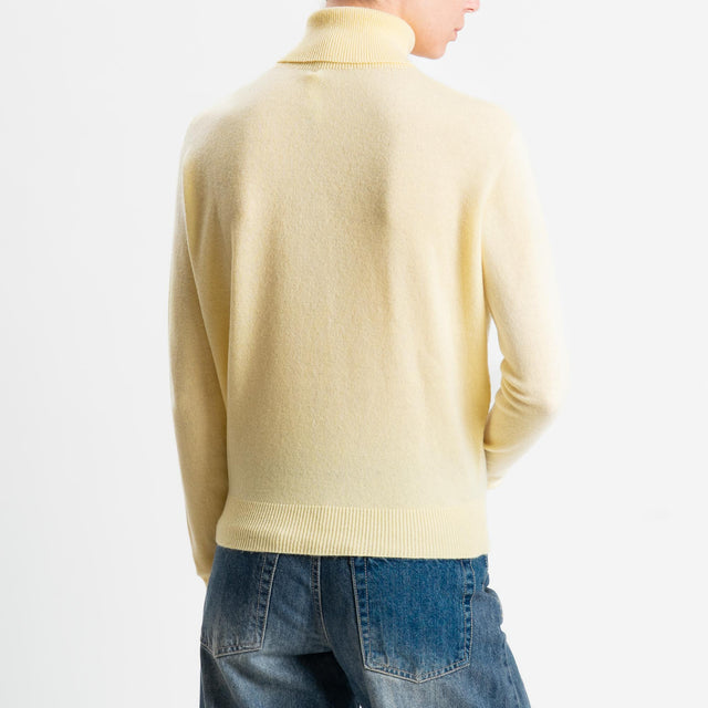 Tensione in-Maglia collo bordi a costine 100% LANA - giallo