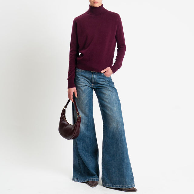 Tensione in-Maglia collo bordi a costine 100% LANA - vino