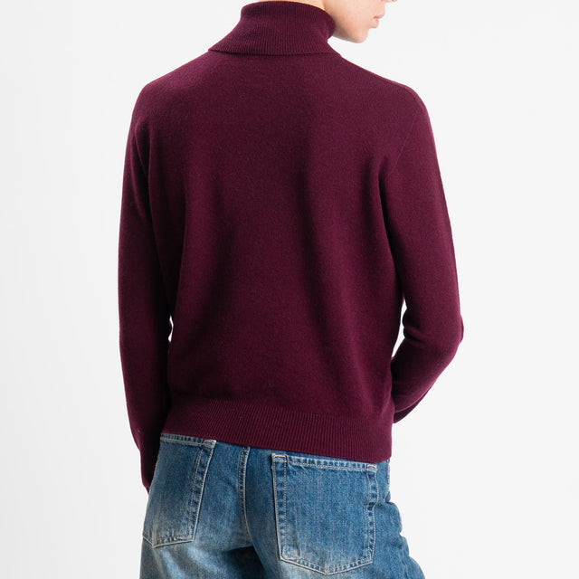 Tensione in-Maglia collo bordi a costine 100% LANA - vino