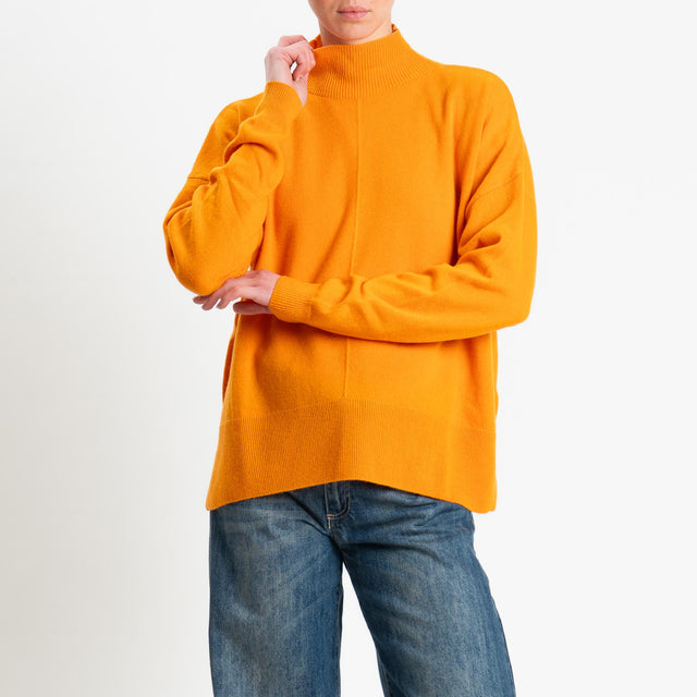 Tensione in-Maglia 100% LANA spacchi laterali - arancio