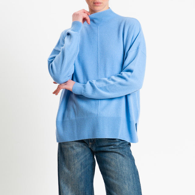 Tensione in-Maglia 100% LANA spacchi laterali - cielo