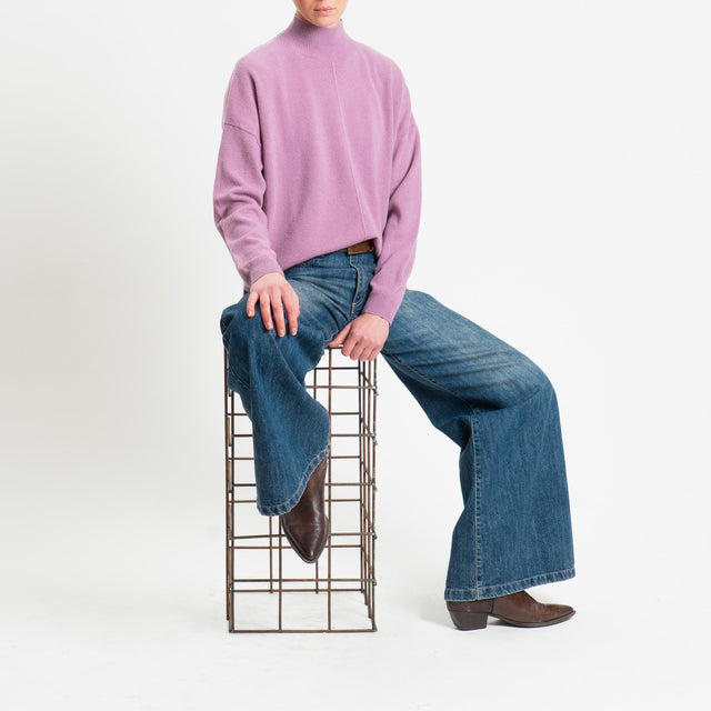 Tensione in-Maglia 100% LANA spacchi laterali - malva