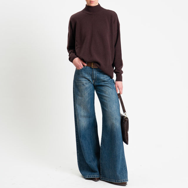 Tensione in-Maglia 100% LANA spacchi laterali - moro