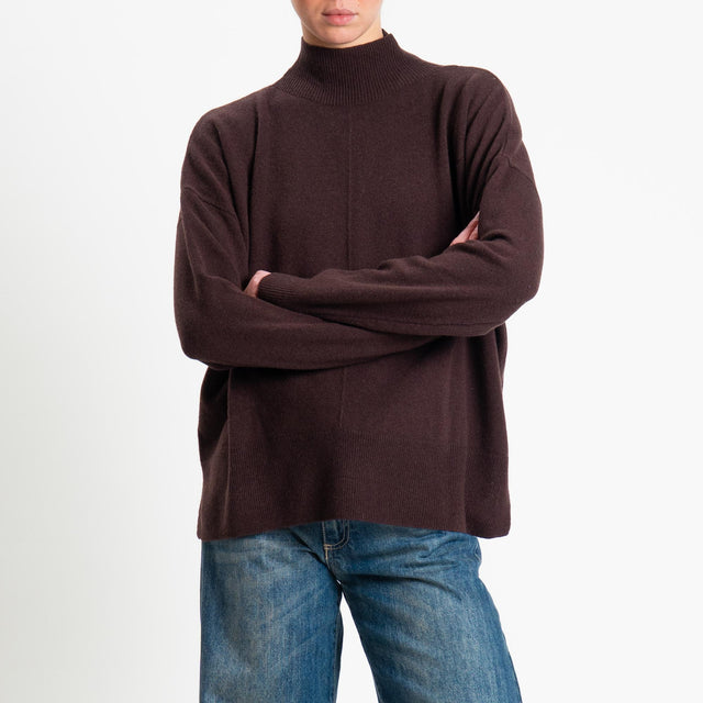 Tensione in-Maglia 100% LANA spacchi laterali - moro