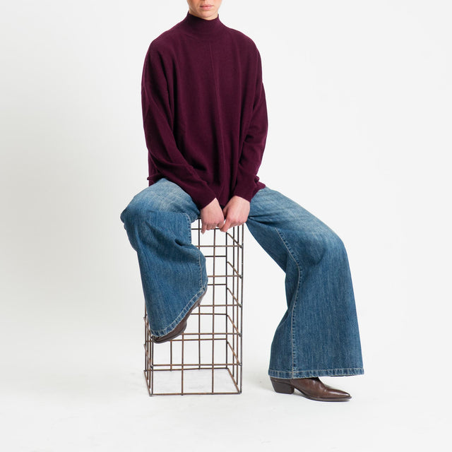 Tensione in-Maglia 100% LANA spacchi laterali - vino