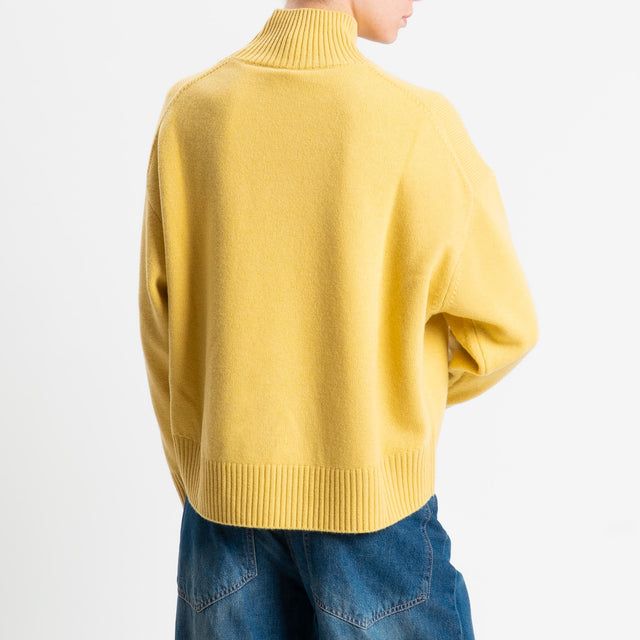 Tensione in-Maglia collo alto 100 % LANA - giallo