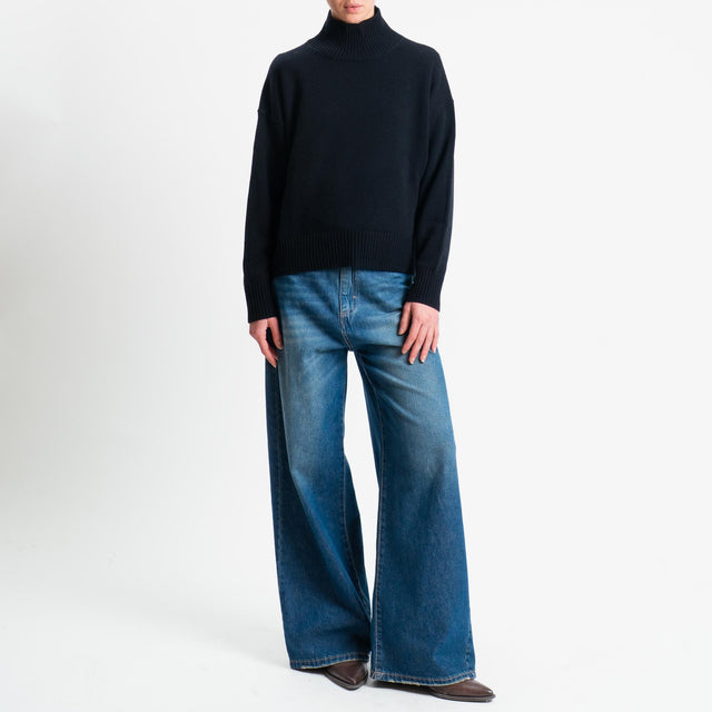 Tensione in-Maglia collo alto 100 % LANA - nero