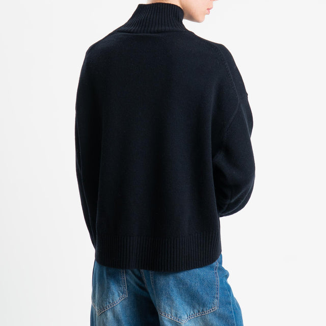 Tensione in-Maglia collo alto 100 % LANA - nero