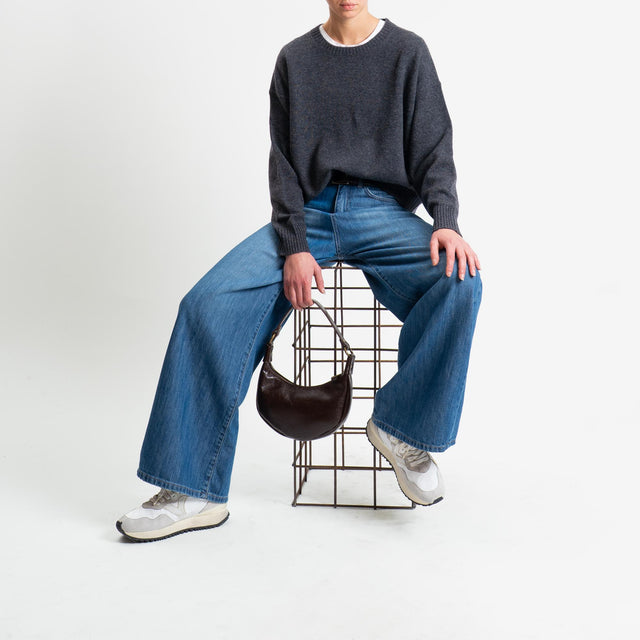 Tensione in-Maglia girocollo bordi a coste 100% LANA - antracite