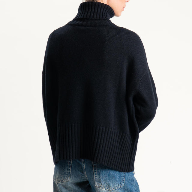 Tensione in-Maglia collo alto 100 % lana - nero