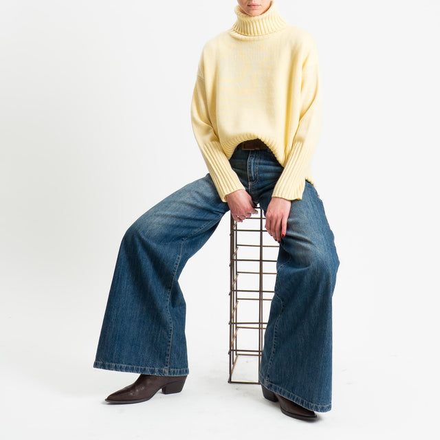 Tensione in-Maglia collo alto 100 % lana - giallo