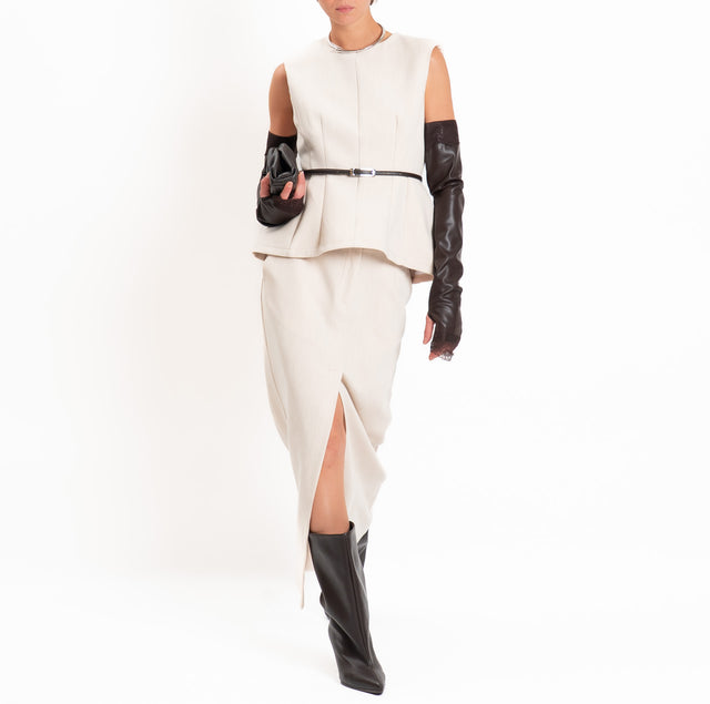 Tensione in-Gonna spacco davanti con tasche - gesso