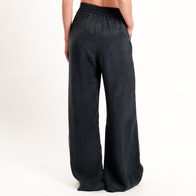 Tensione in-Completo top + pantalone tessuto cupro - nero