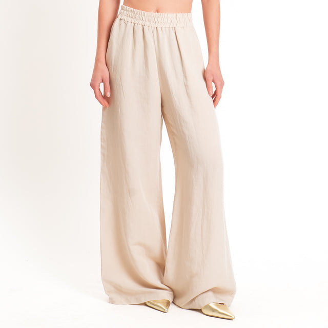 Tensione in-Completo top e pantalone misto lino - gesso