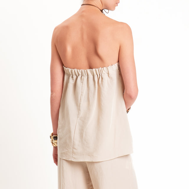 Tensione in-Completo top e pantalone misto lino - gesso
