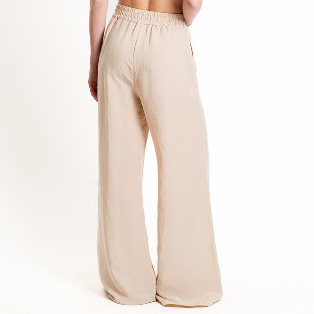 Tensione in-Completo top e pantalone misto lino - gesso