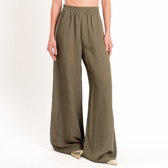 Tensione in-Completo top e pantalone misto lino - militare