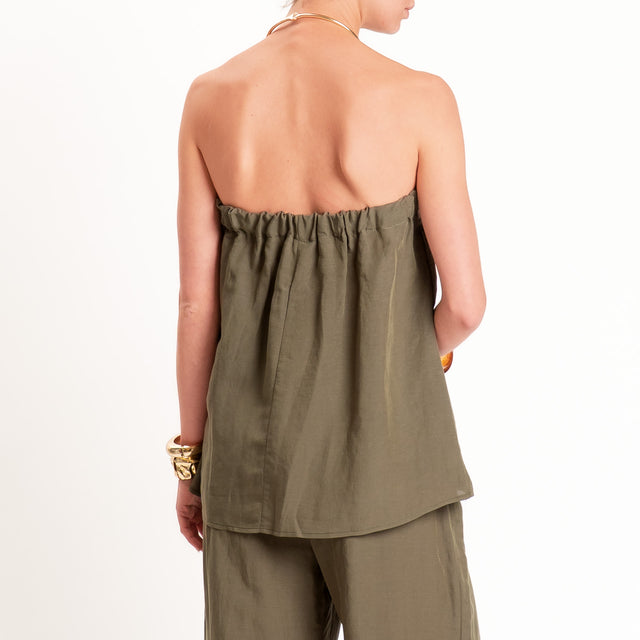 Tensione in-Completo top e pantalone misto lino - militare