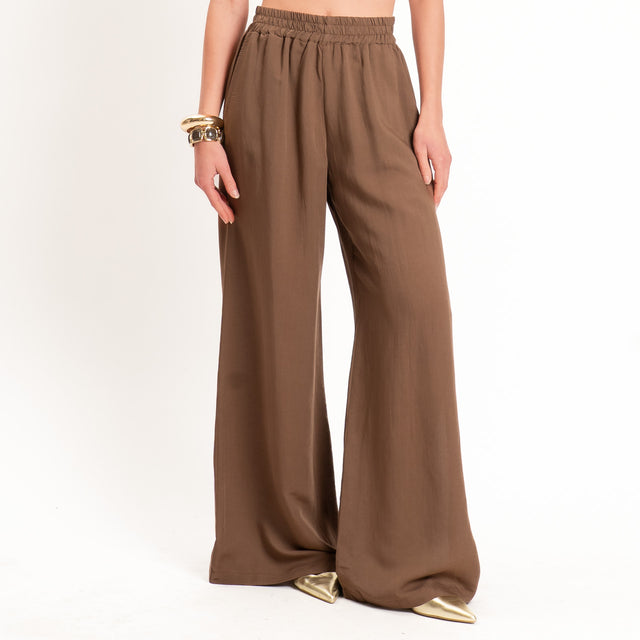 Tensione in-Completo top e pantalone misto lino - tabacco