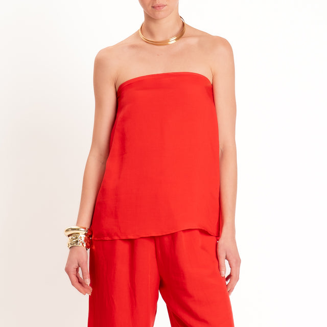 Tensione in-Completo top e pantalone misto lino - rosso